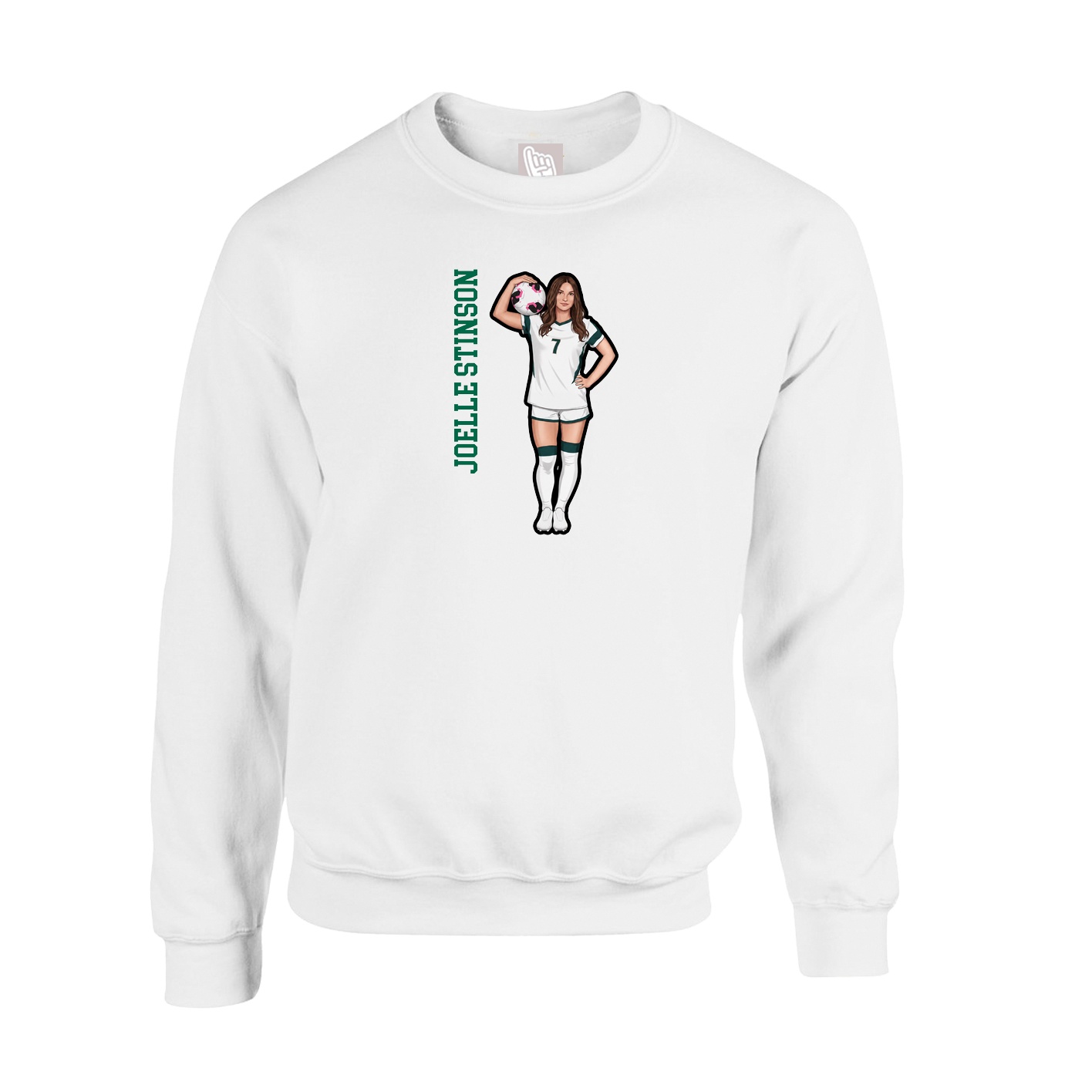 Fleece Crew — Name Vertical in White