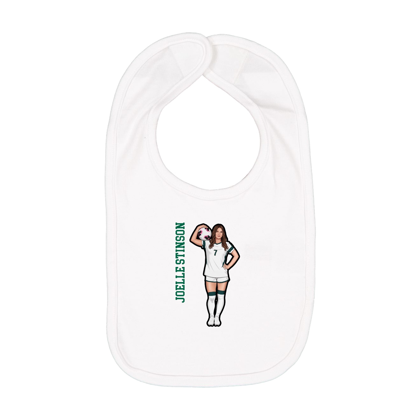Infant Bib — Name Vertical in White