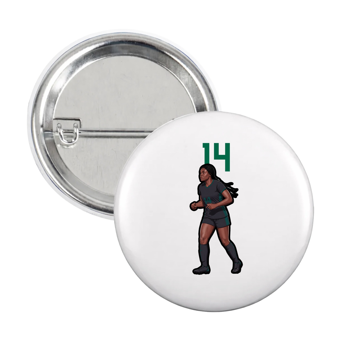 Game Day Button — Number Top in White
