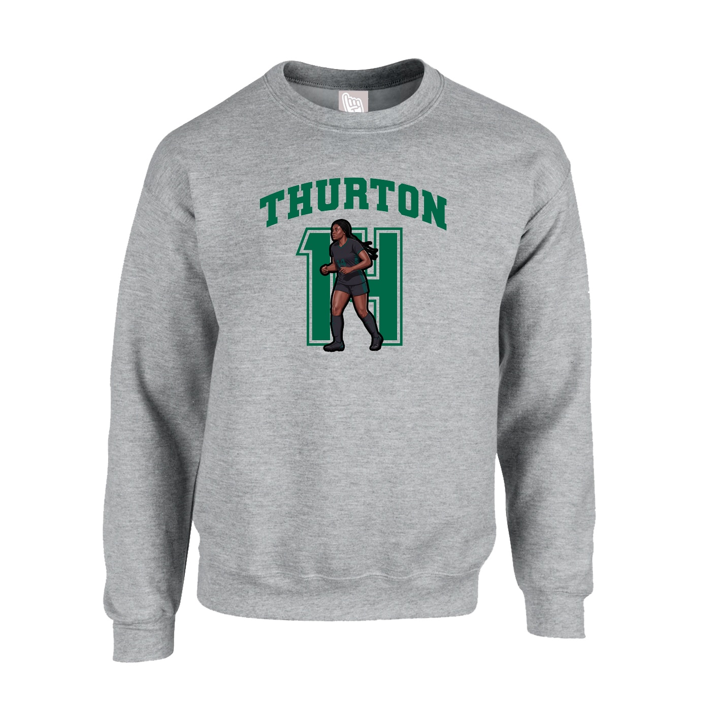 Fleece Crew — Number in Grey