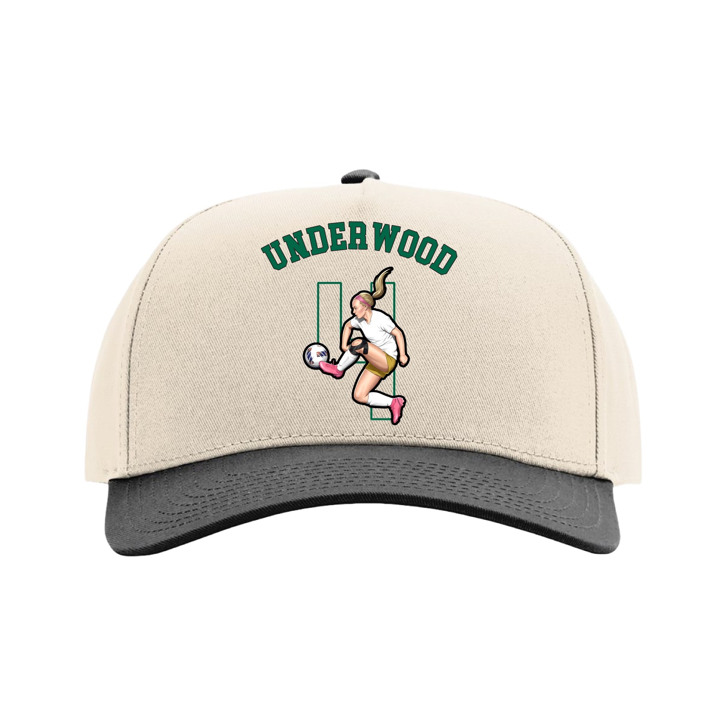 Full Fabric Five-Panel Champ Cap — Shirsey Arch in Cream/Black