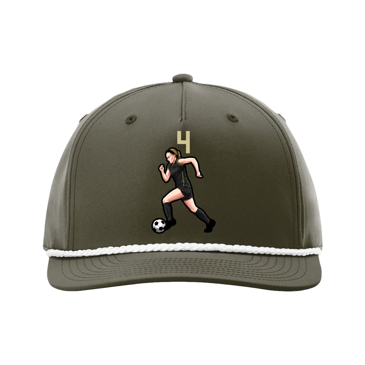 Five-Panel Classic Rope Cap — Number Top in Green