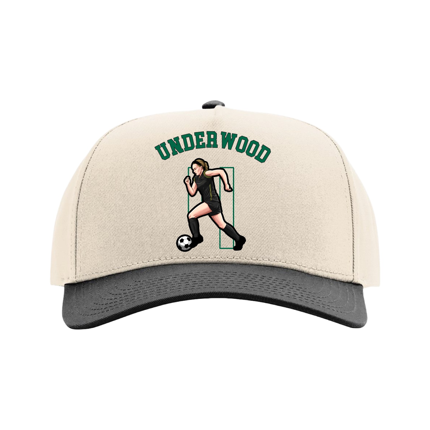 Full Fabric Five-Panel Champ Cap — Shirsey Arch in Cream/Black
