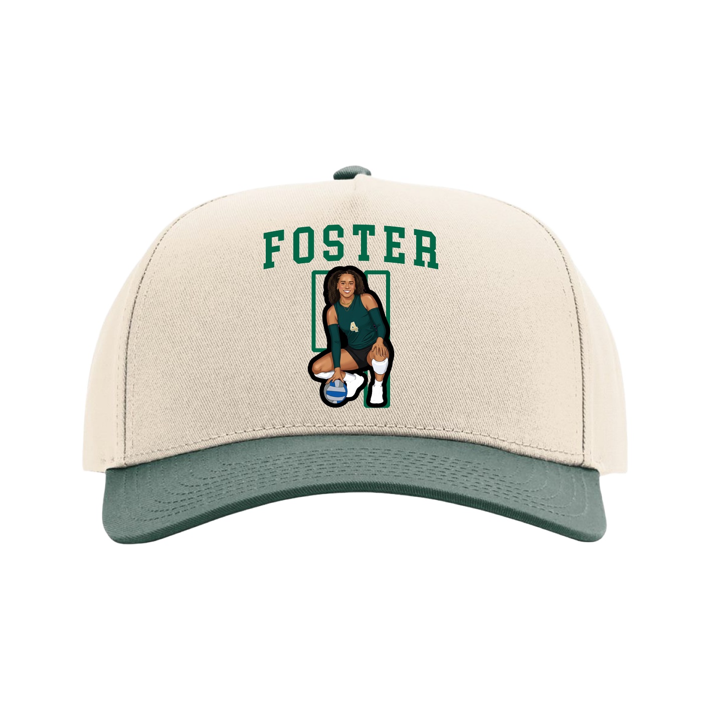 Full Fabric Five-Panel Champ Cap — Shirsey in Cream/Green