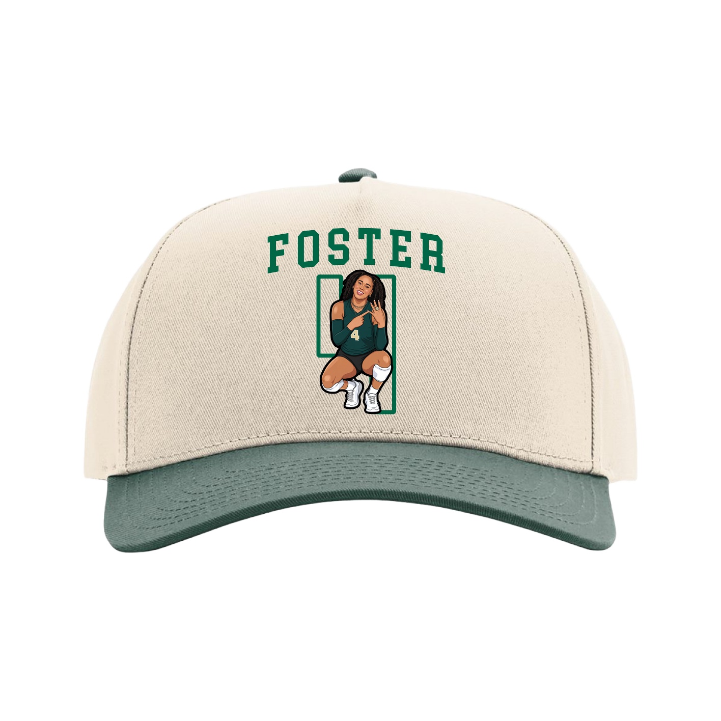 Full Fabric Five-Panel Champ Cap — Shirsey in Cream/Green