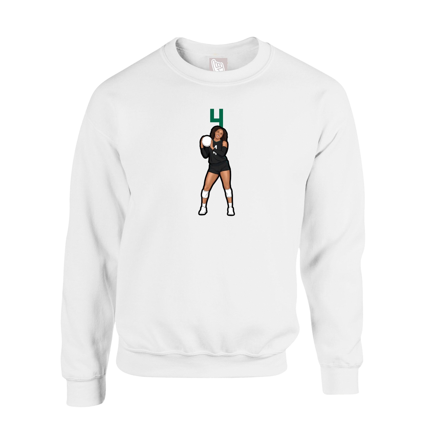 Fleece Crew — Number Top in White