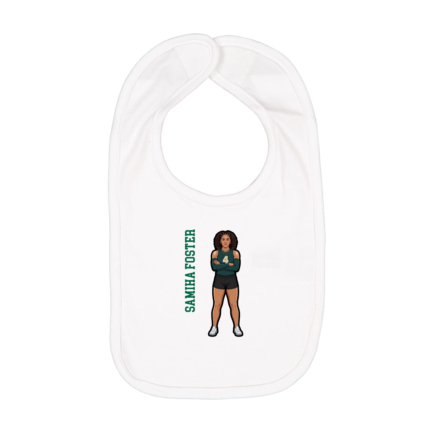 Infant Bib — Name Vertical in White