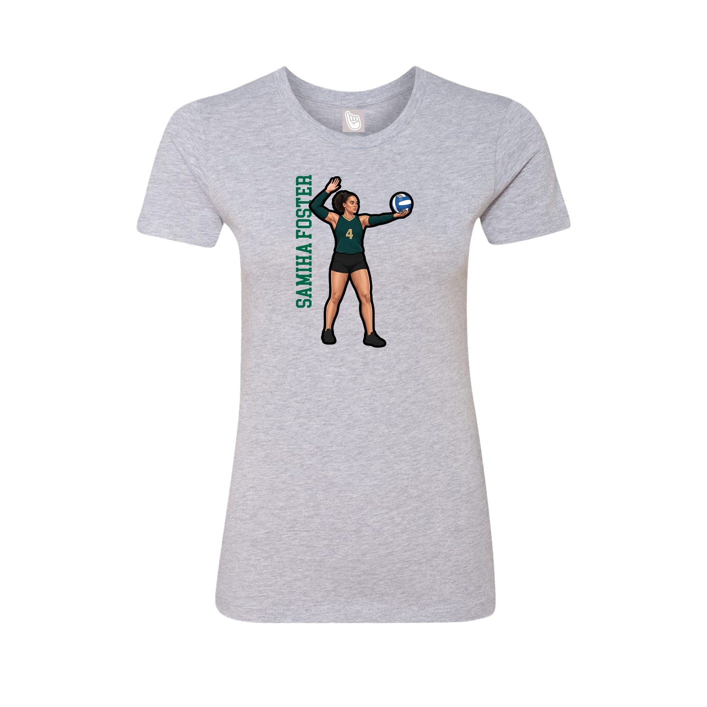Fitted Women's Tee — Name Vertical in Grey