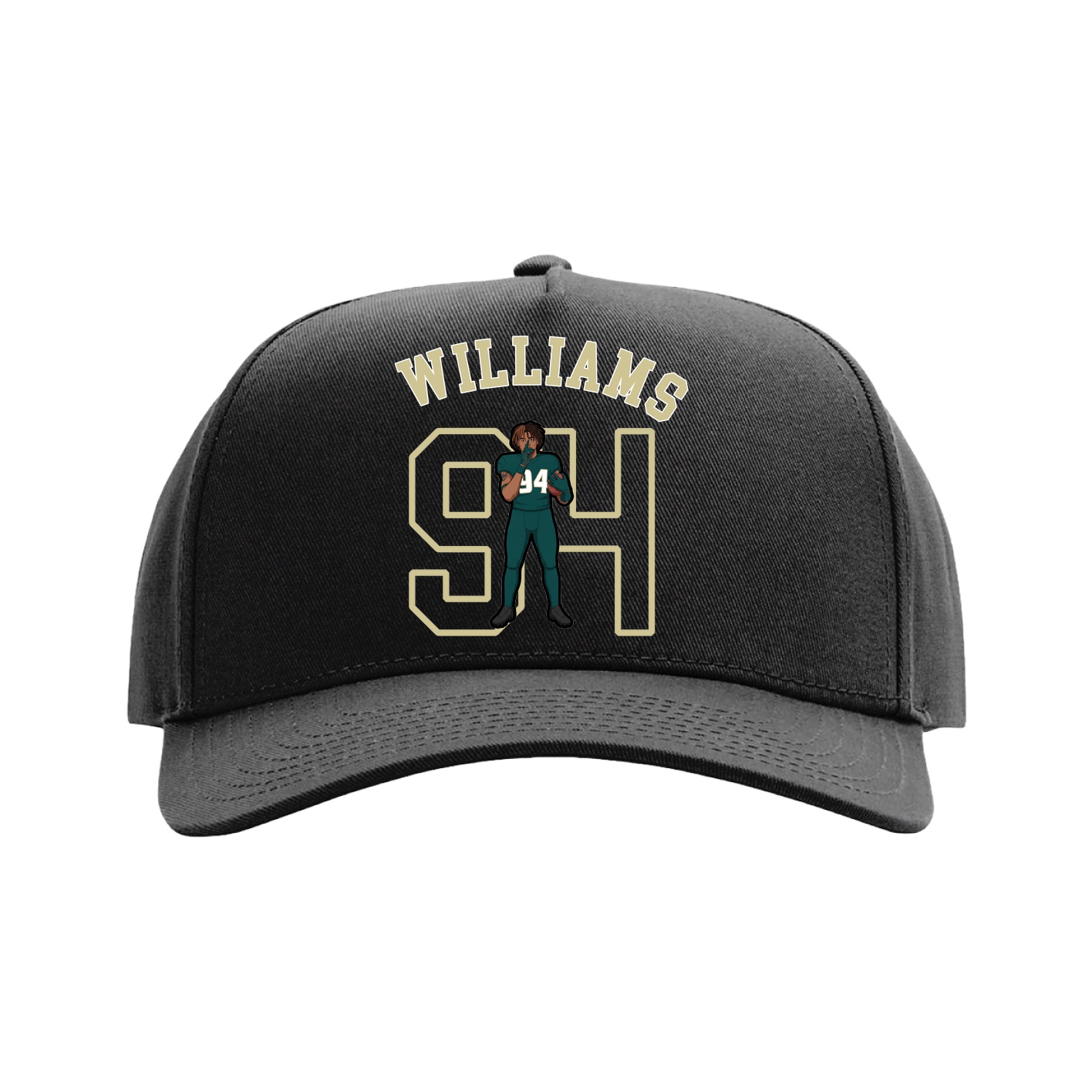 Full Fabric Five-Panel Champ Cap — Shirsey Arch in Black