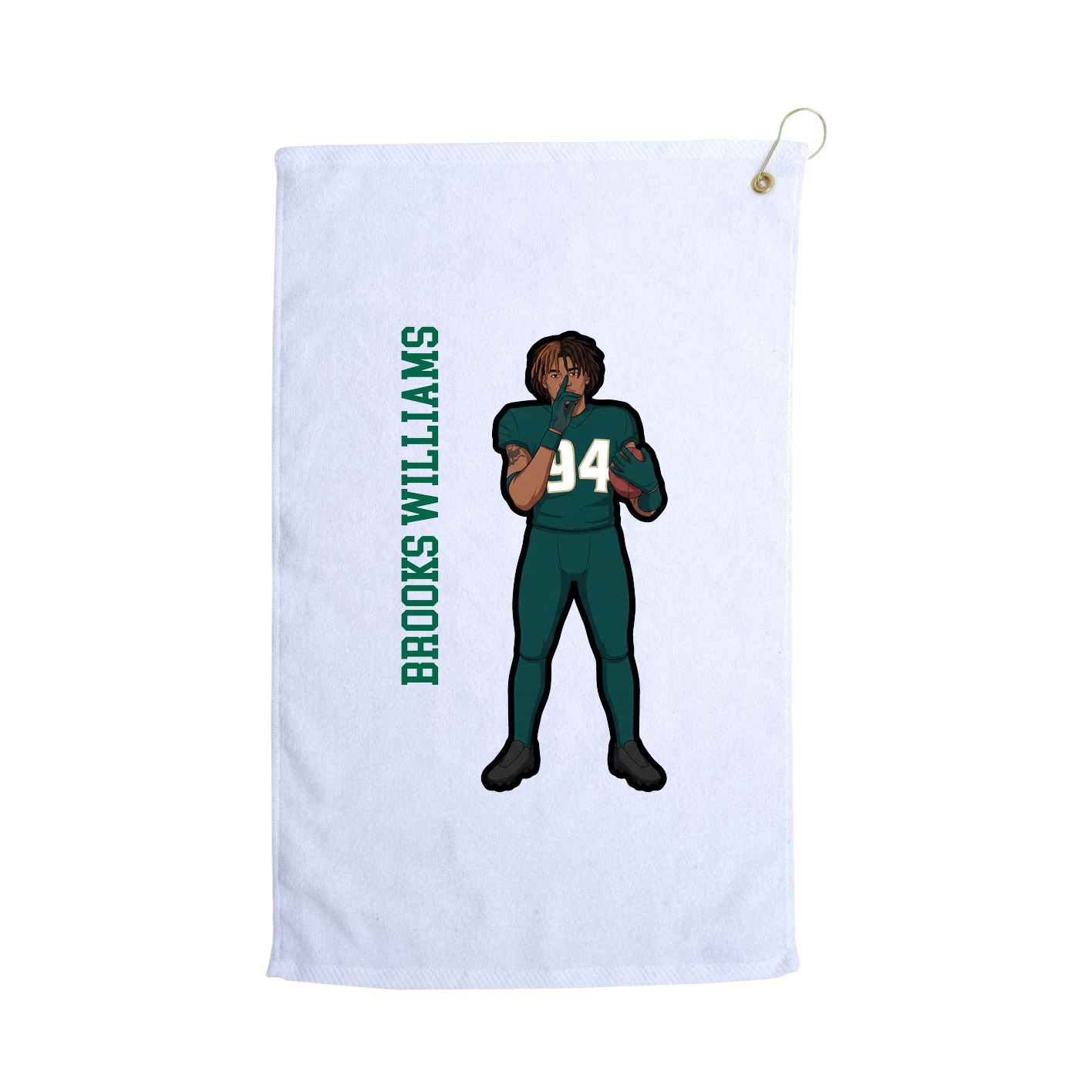 Golf Towel — Name Vertical in White