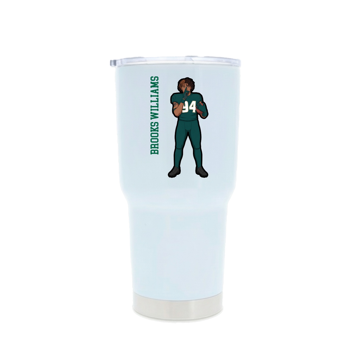 30oz Stainless Steel Tumbler — Name Vertical in White