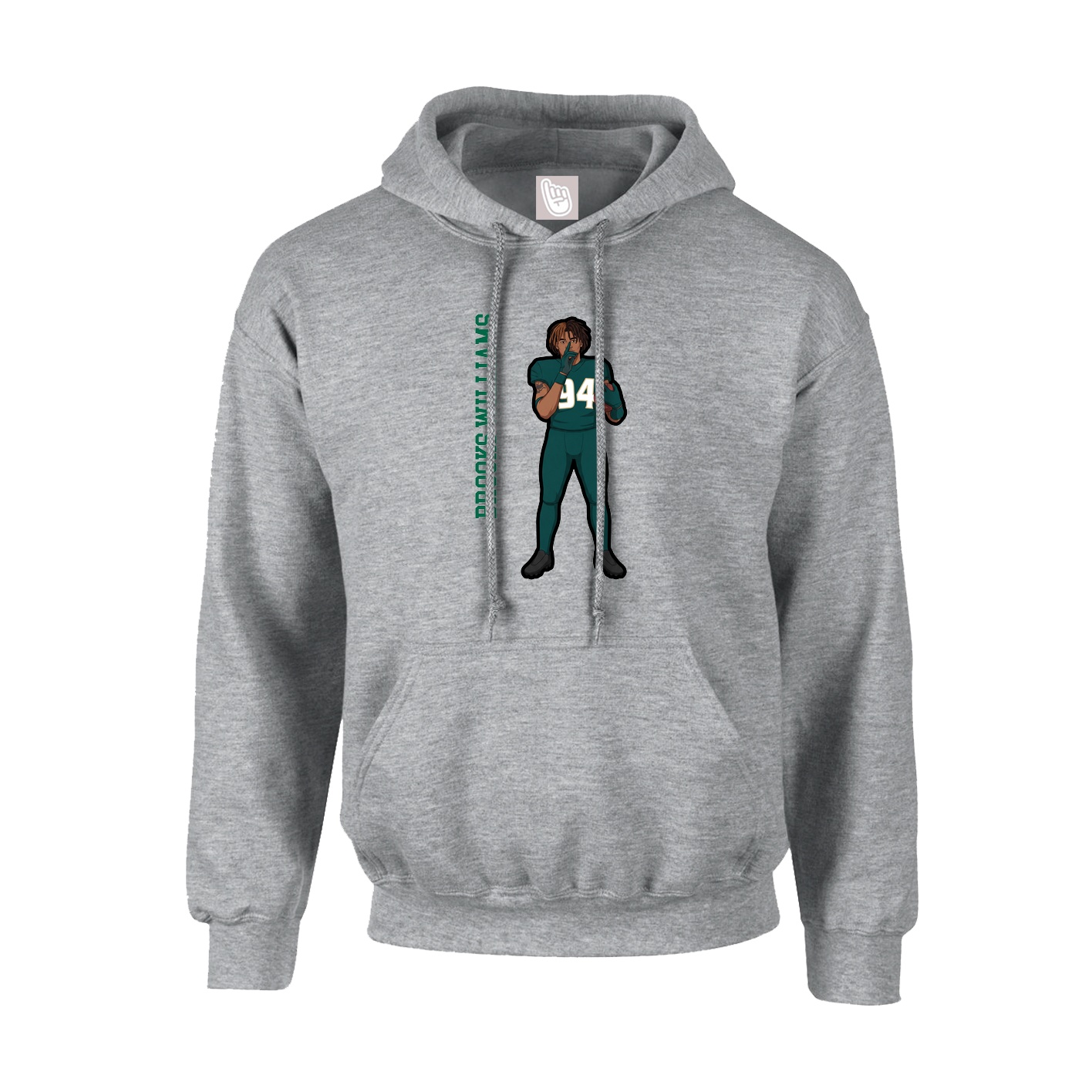 Youth Hoodie — Name Vertical in Grey