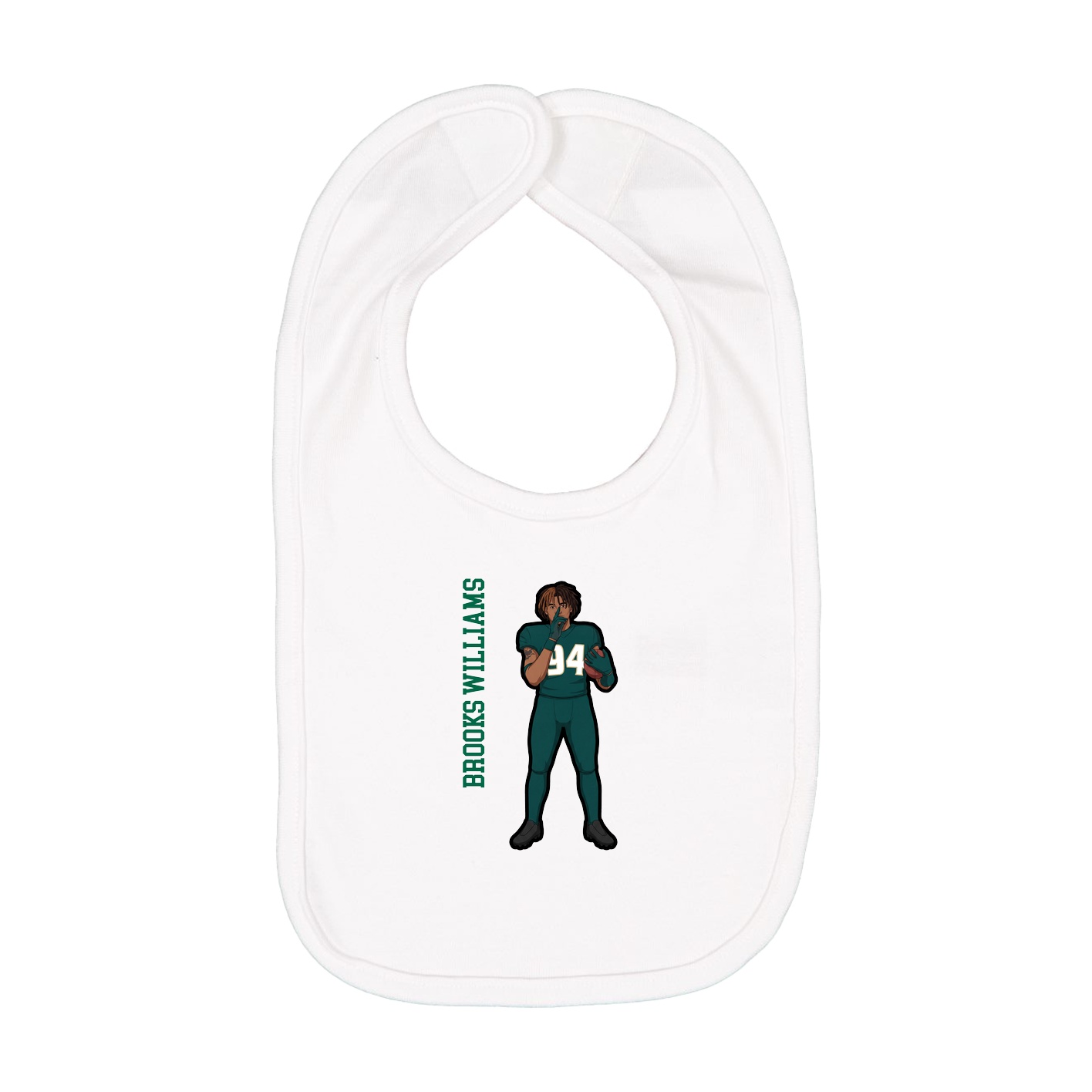 Infant Bib — Name Vertical in White