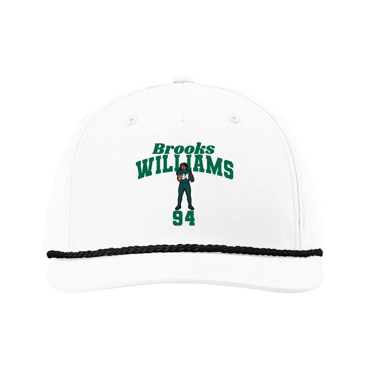 Five-Panel Classic Rope Cap — Signature Arch in White