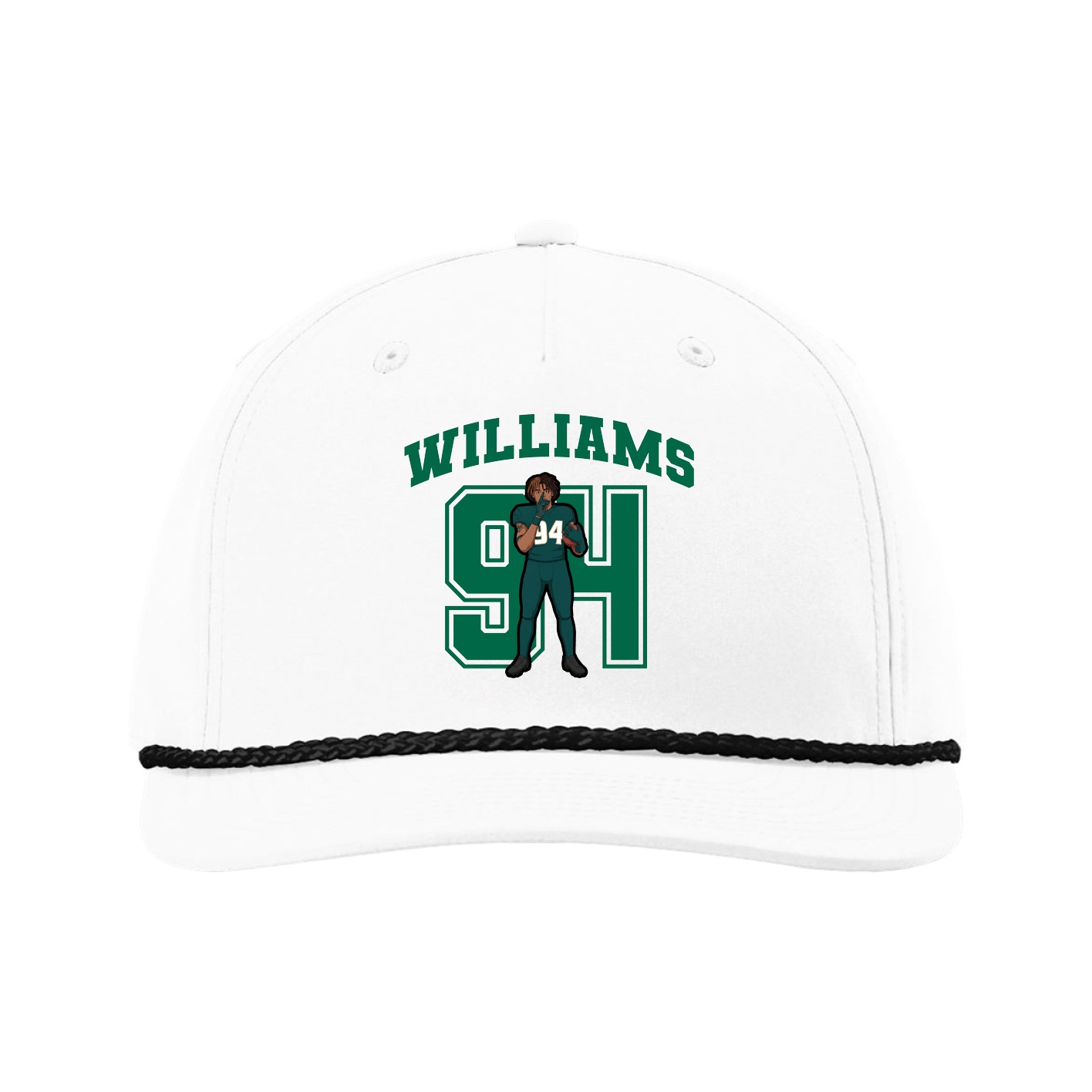 Five-Panel Classic Rope Cap — Number in White
