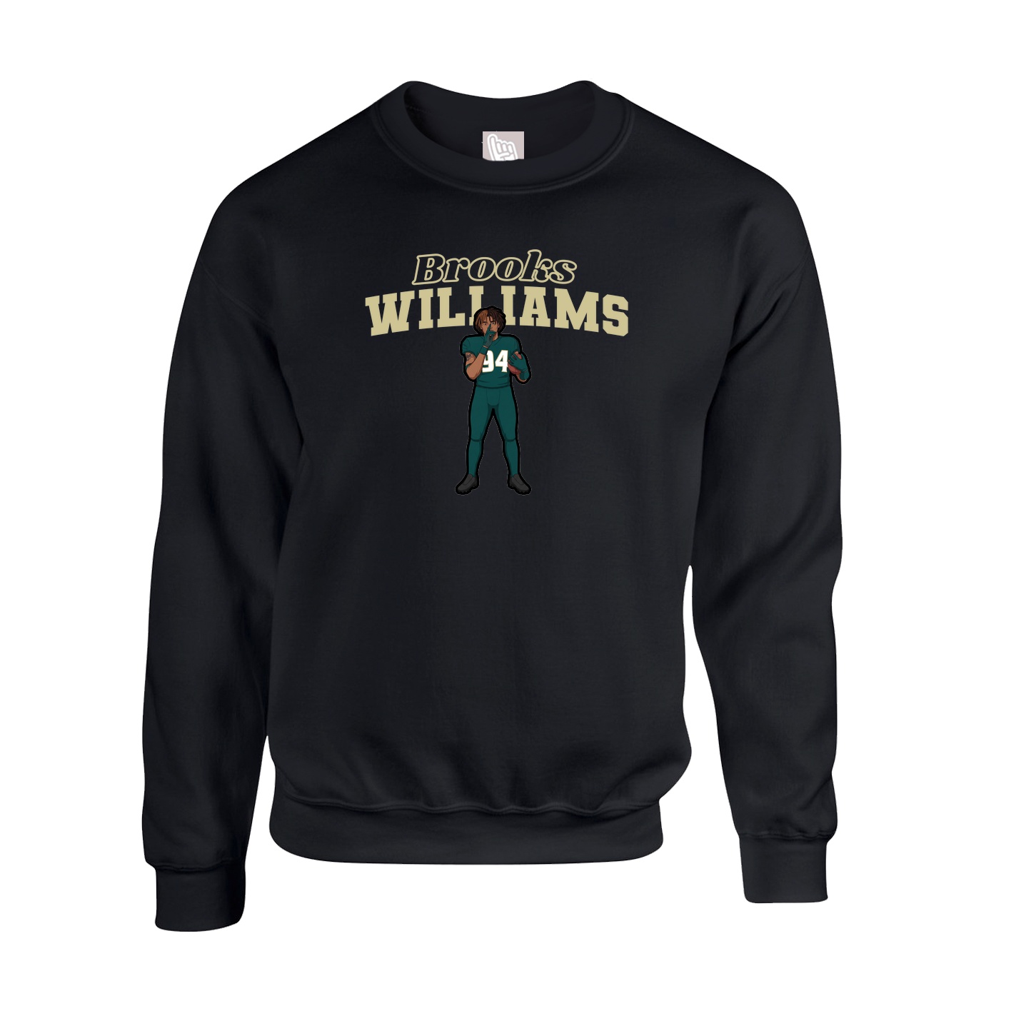 Fleece Crew — Name Arch in Black