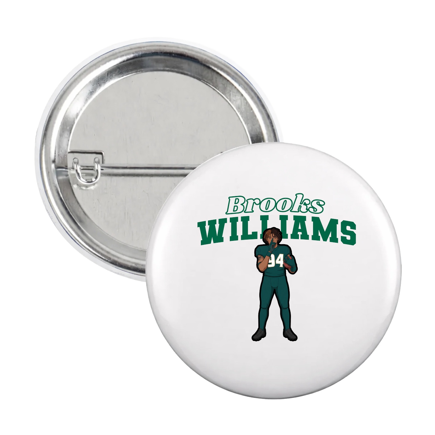 Game Day Button — Name Arch in White