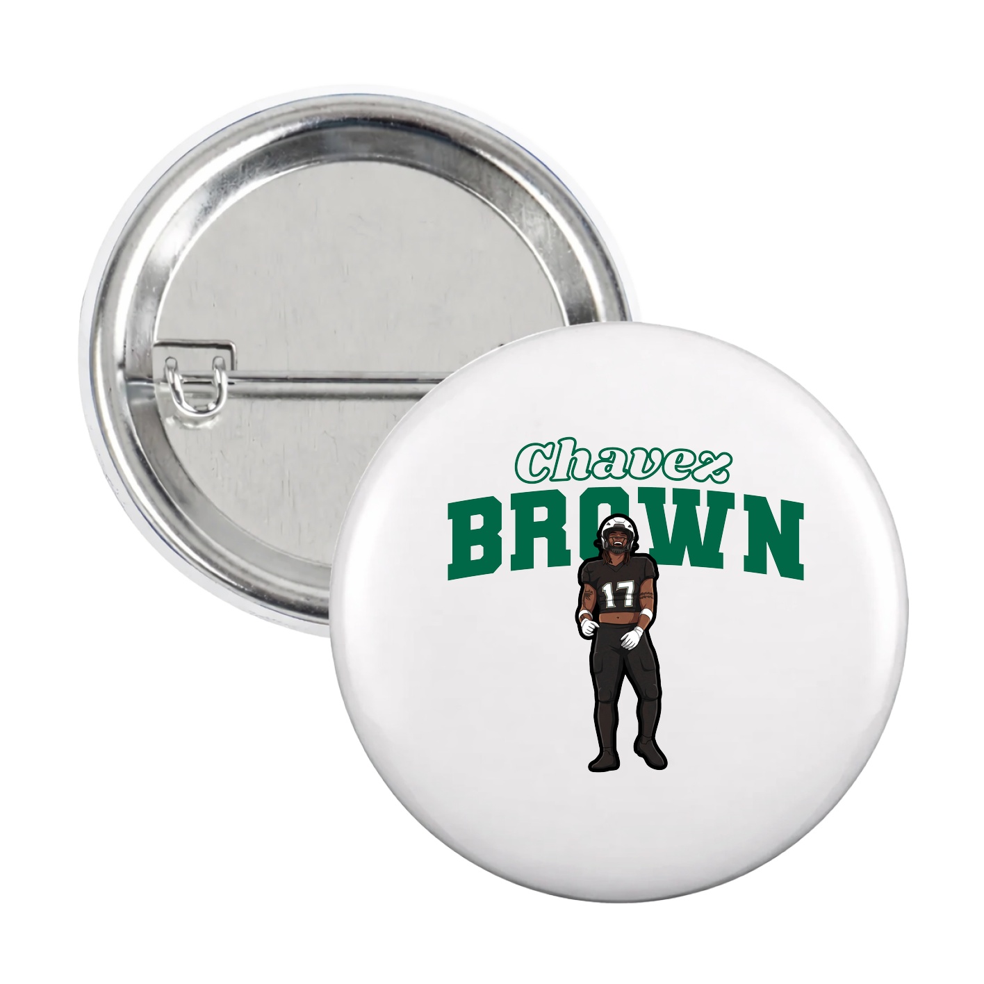 Game Day Button — Name Arch in White