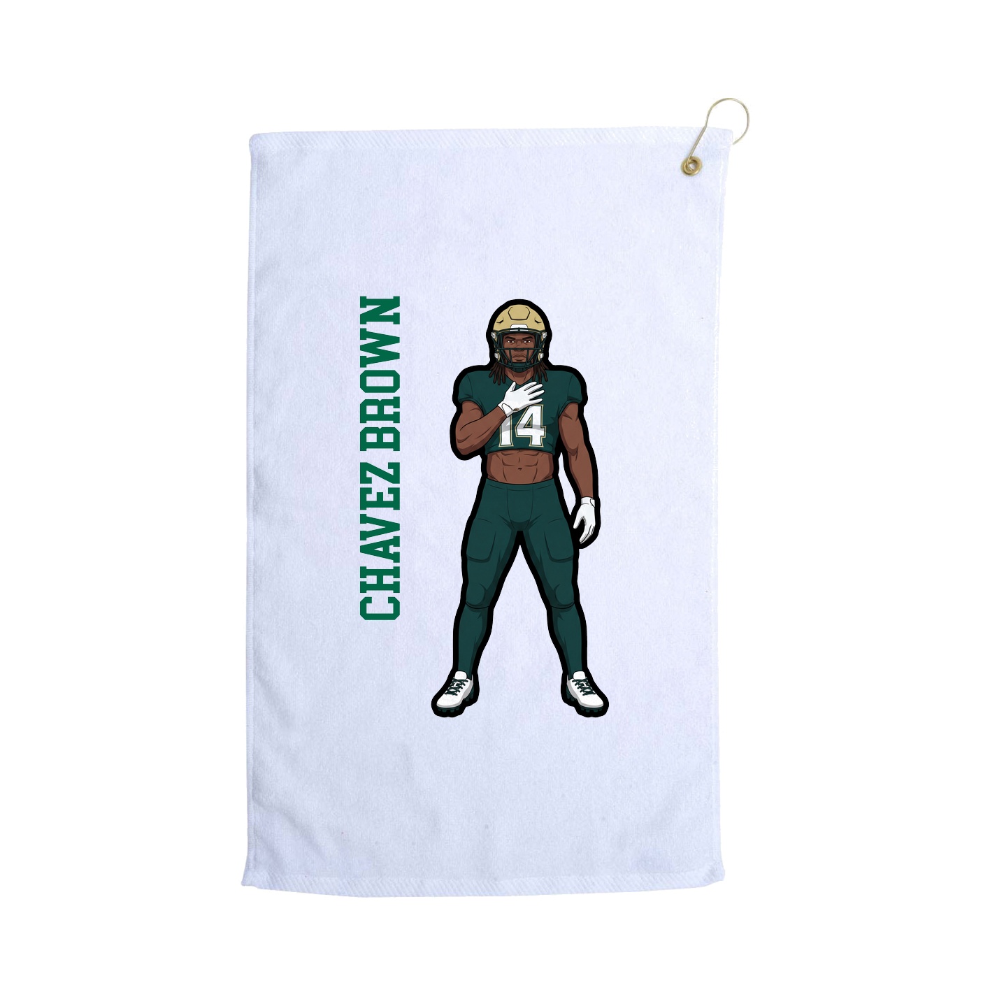 Golf Towel — Name Vertical in White