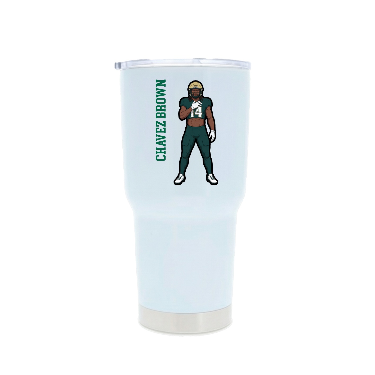 30oz Stainless Steel Tumbler — Name Vertical in White