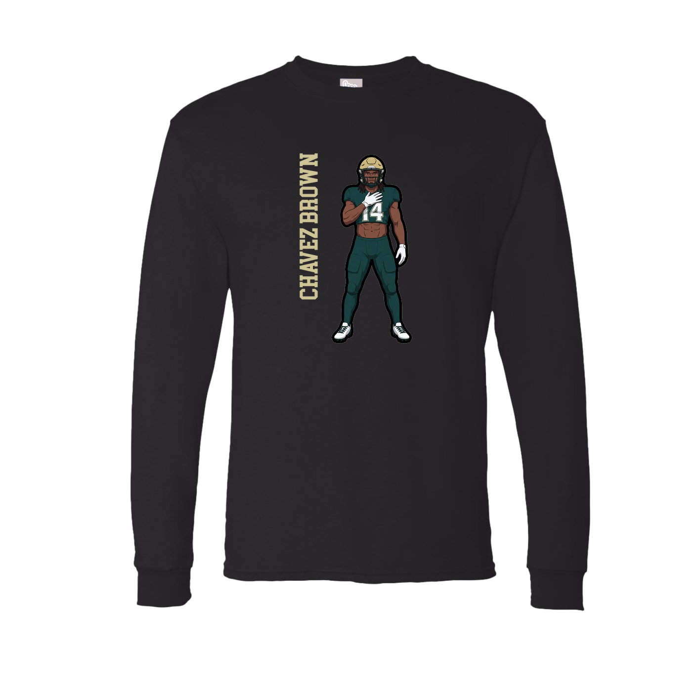 Long Sleeve Tee — Name Vertical in Black