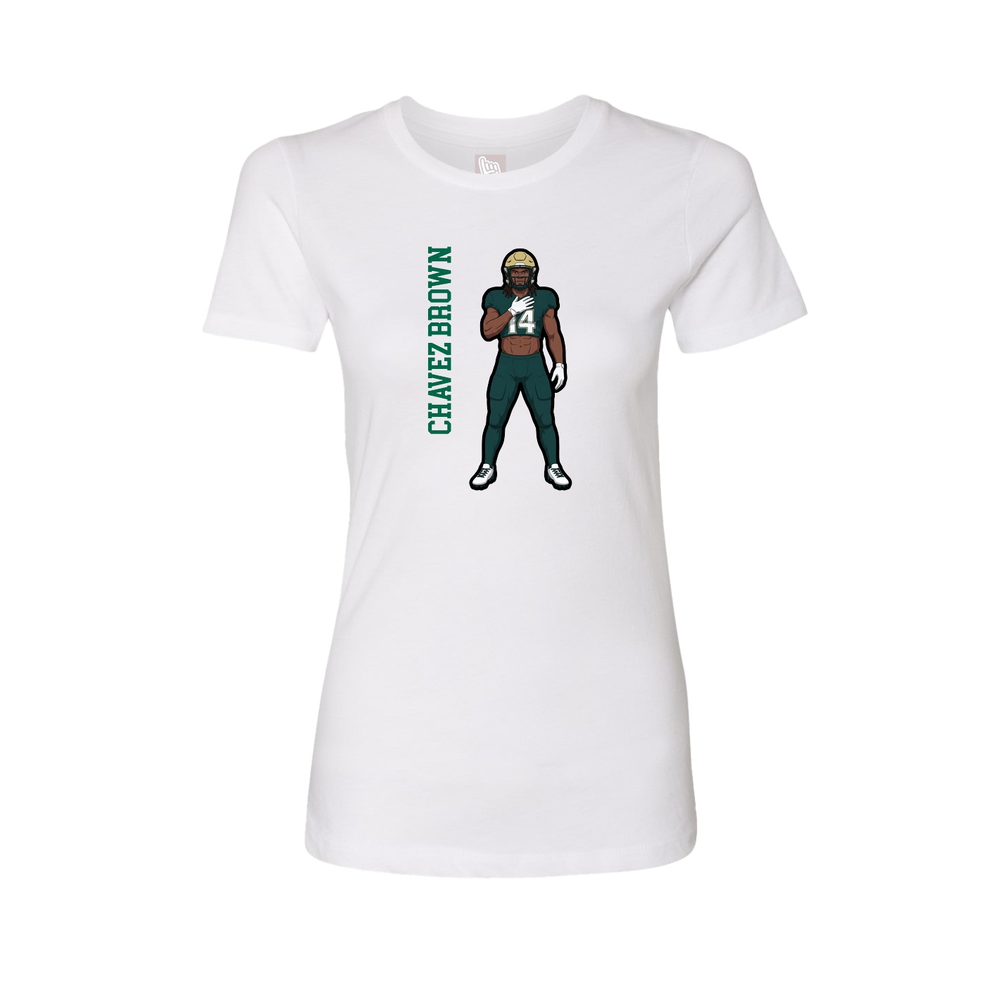 Fitted Women's Tee — Name Vertical in White