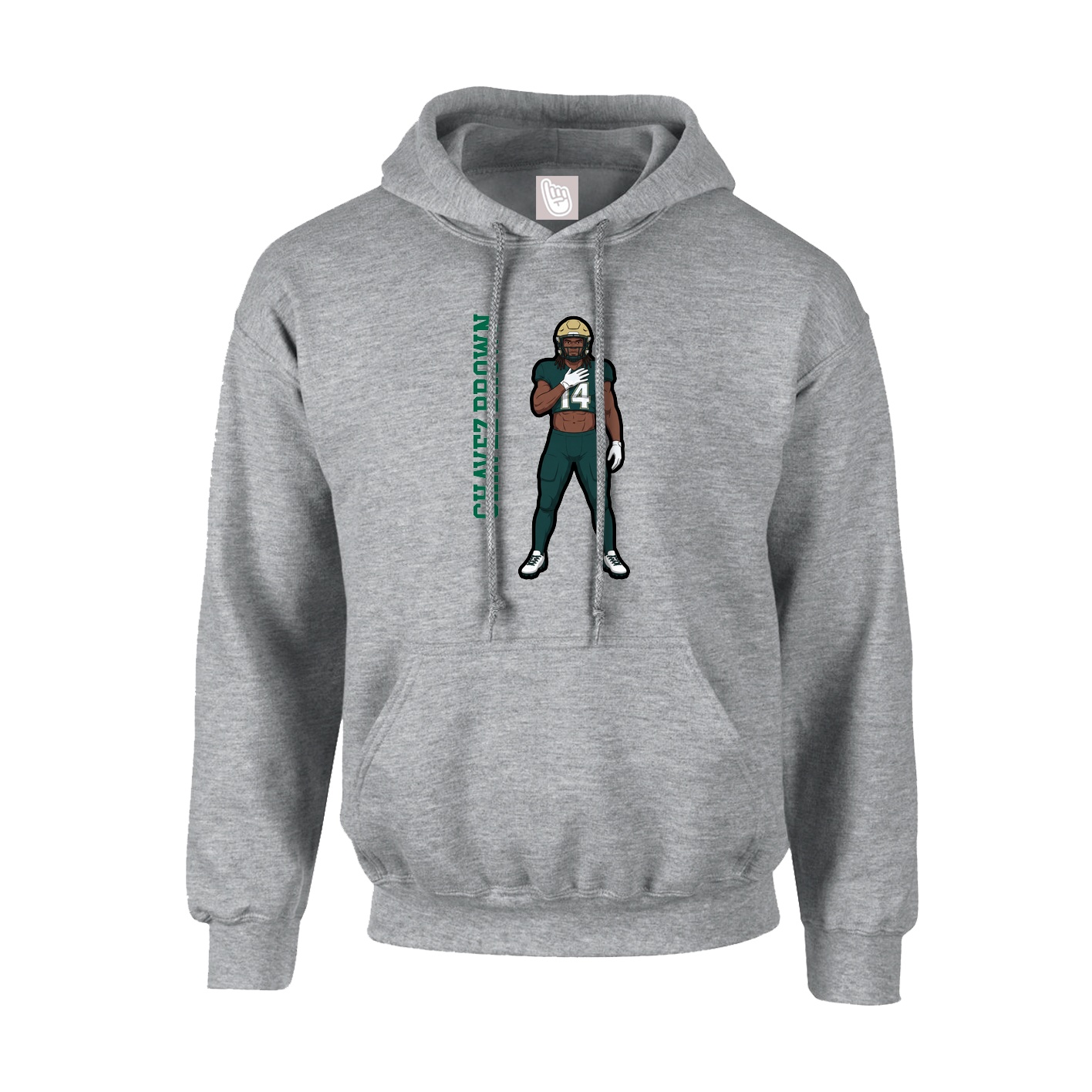 Hoodie — Name Vertical in Grey