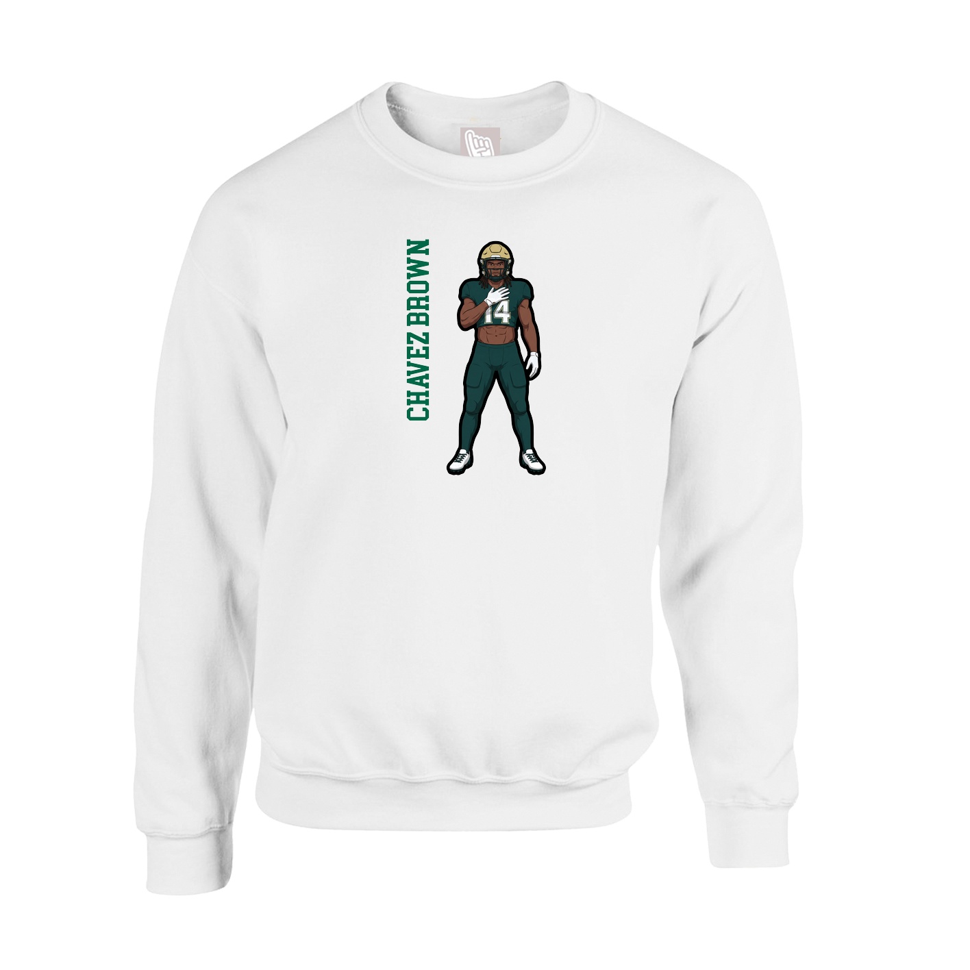 Fleece Crew — Name Vertical in White