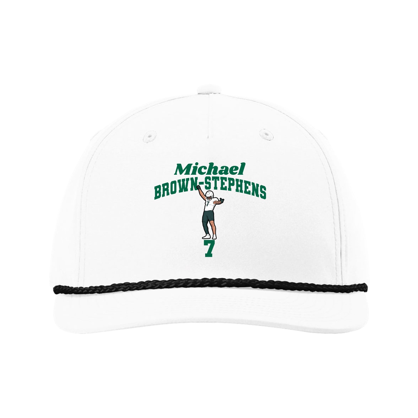 Five-Panel Classic Rope Cap — Signature Arch in White