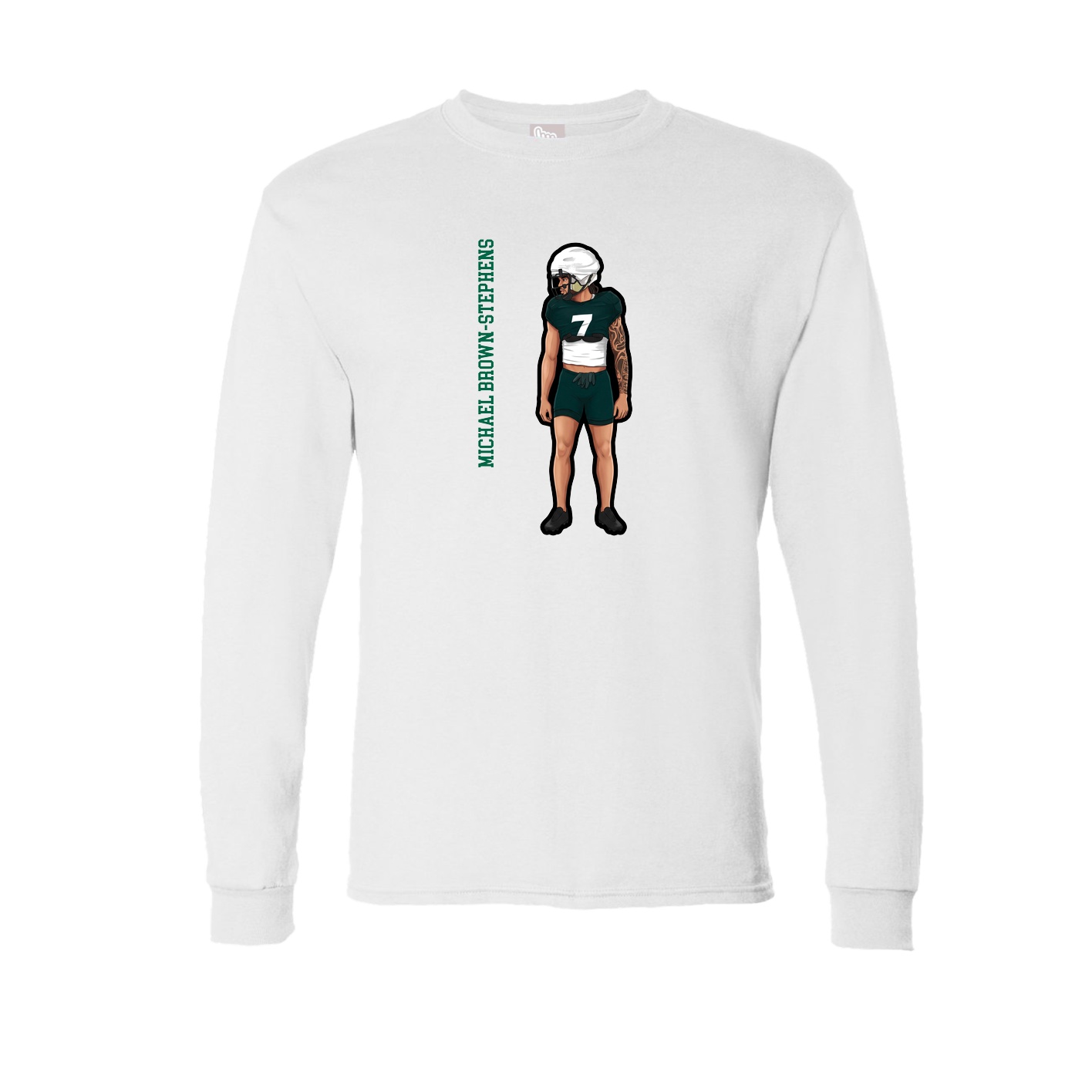Long Sleeve Tee — Name Vertical in White
