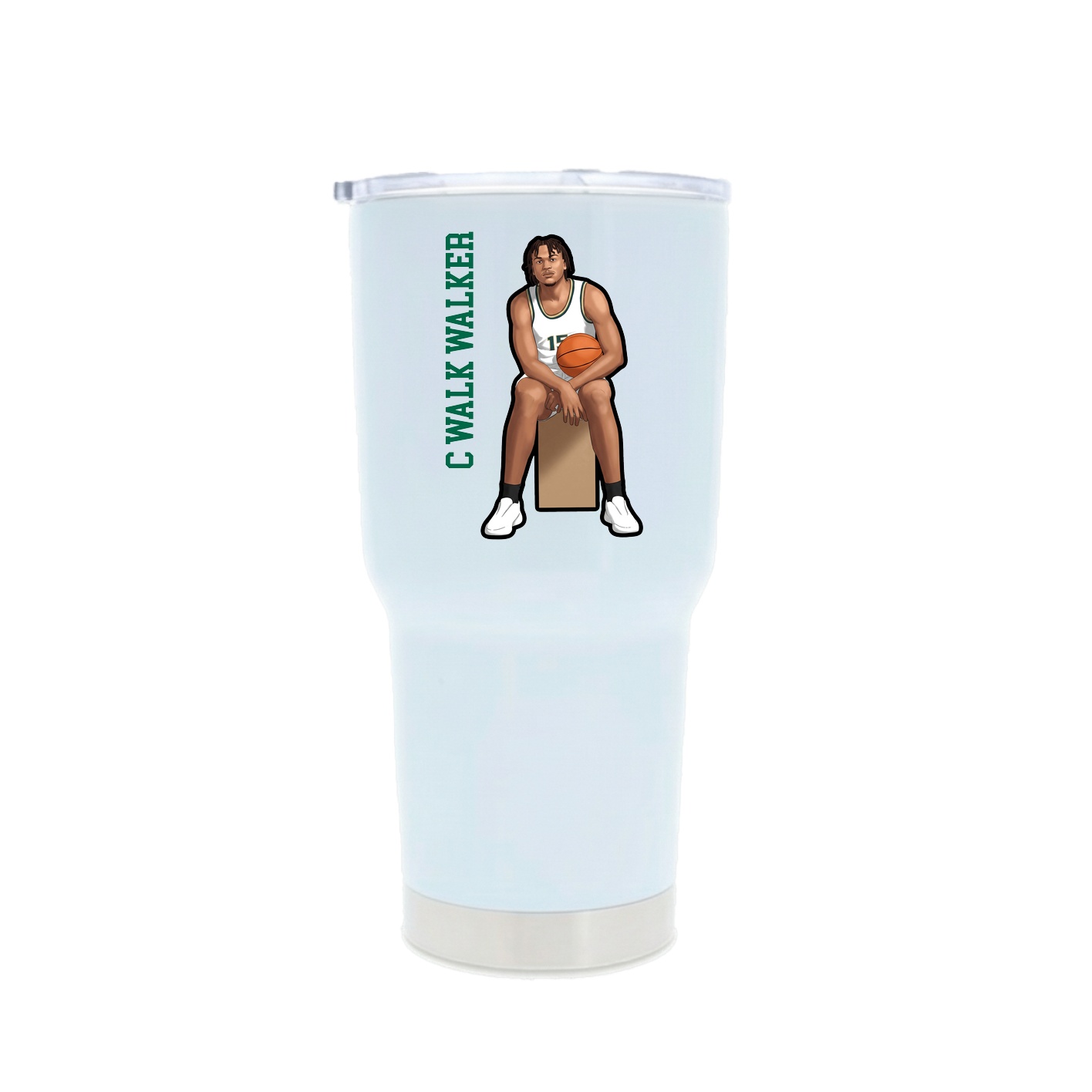 30oz Stainless Steel Tumbler — Name Vertical in White