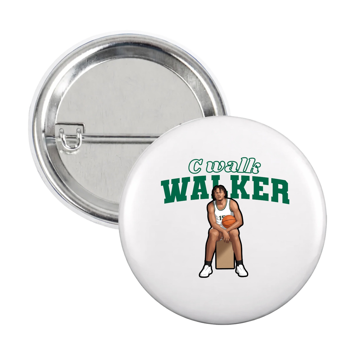 Game Day Button — Name Arch in White