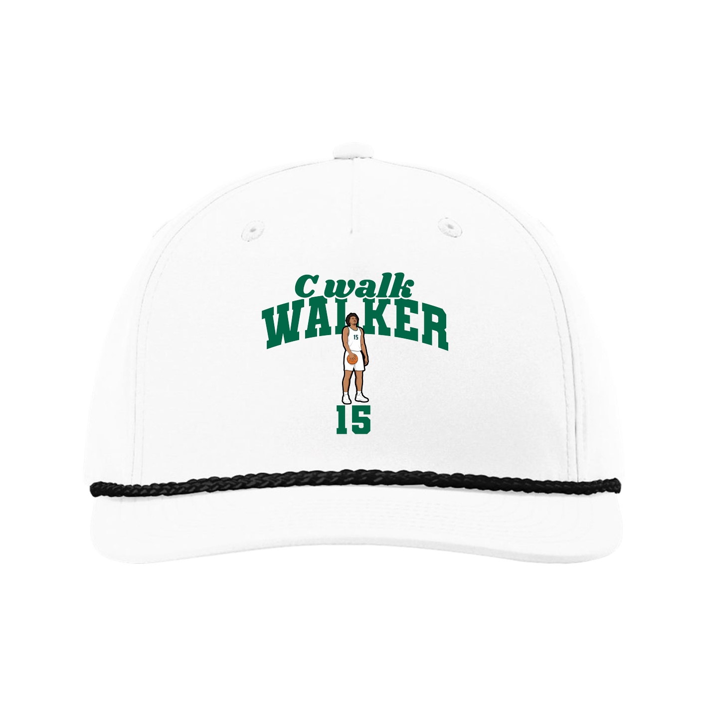Five-Panel Classic Rope Cap — Signature Arch in White