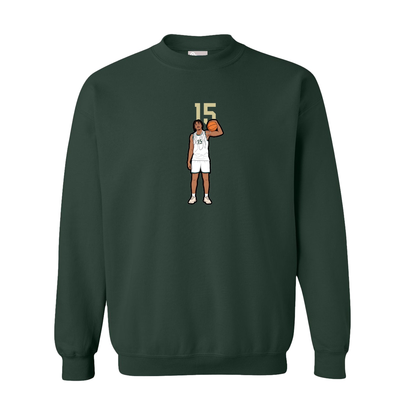 Fleece Crew — Number Top in Green