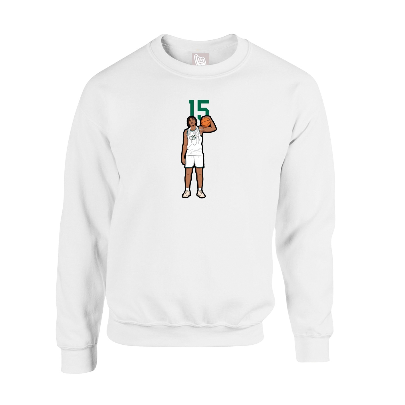 Fleece Crew — Number Top in White