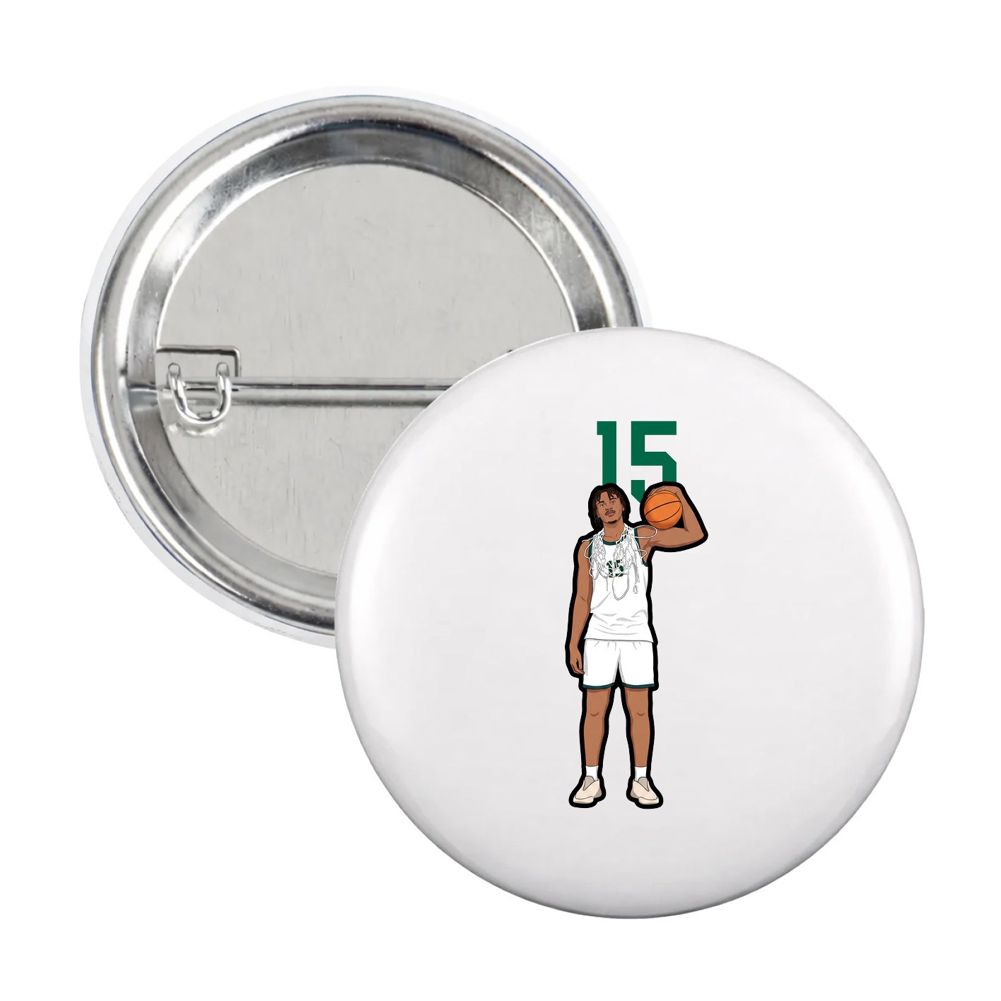 Game Day Button — Number Top in White