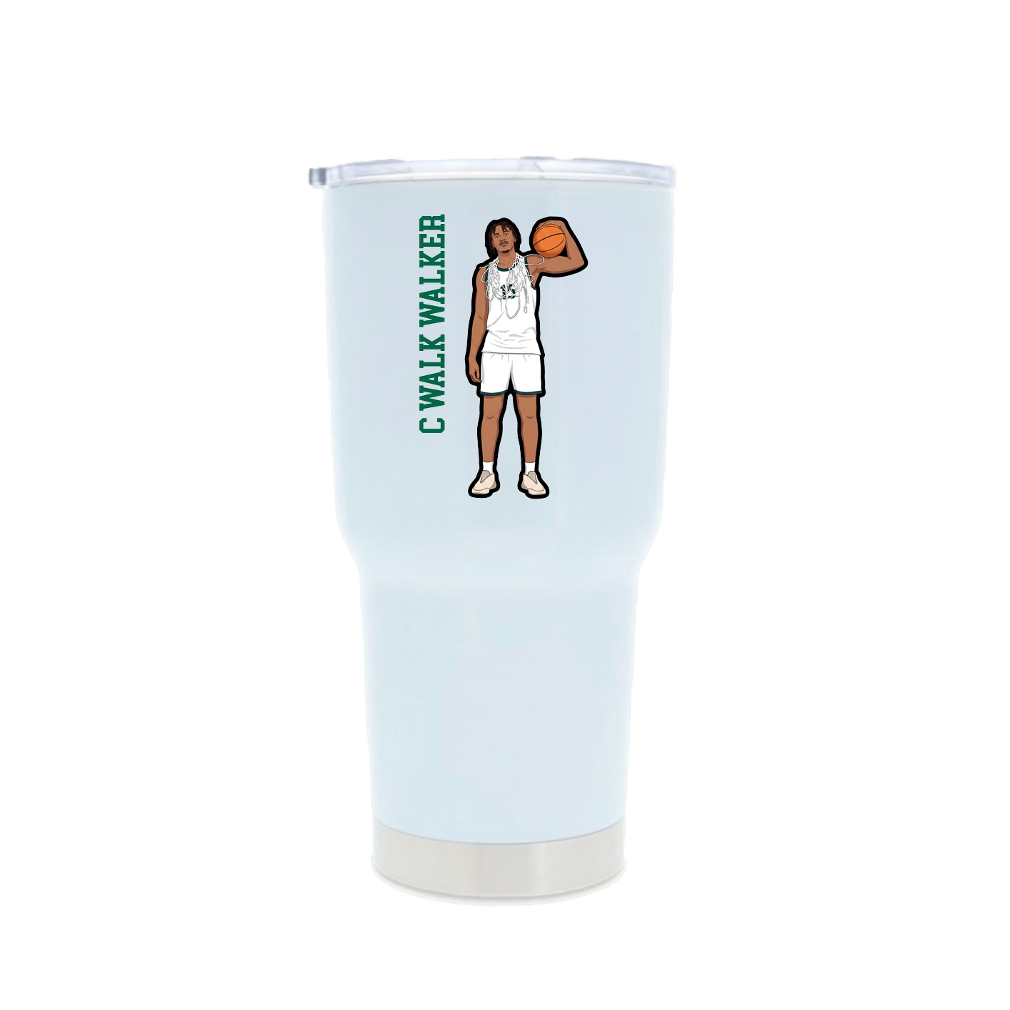 30oz Stainless Steel Tumbler — Name Vertical in White