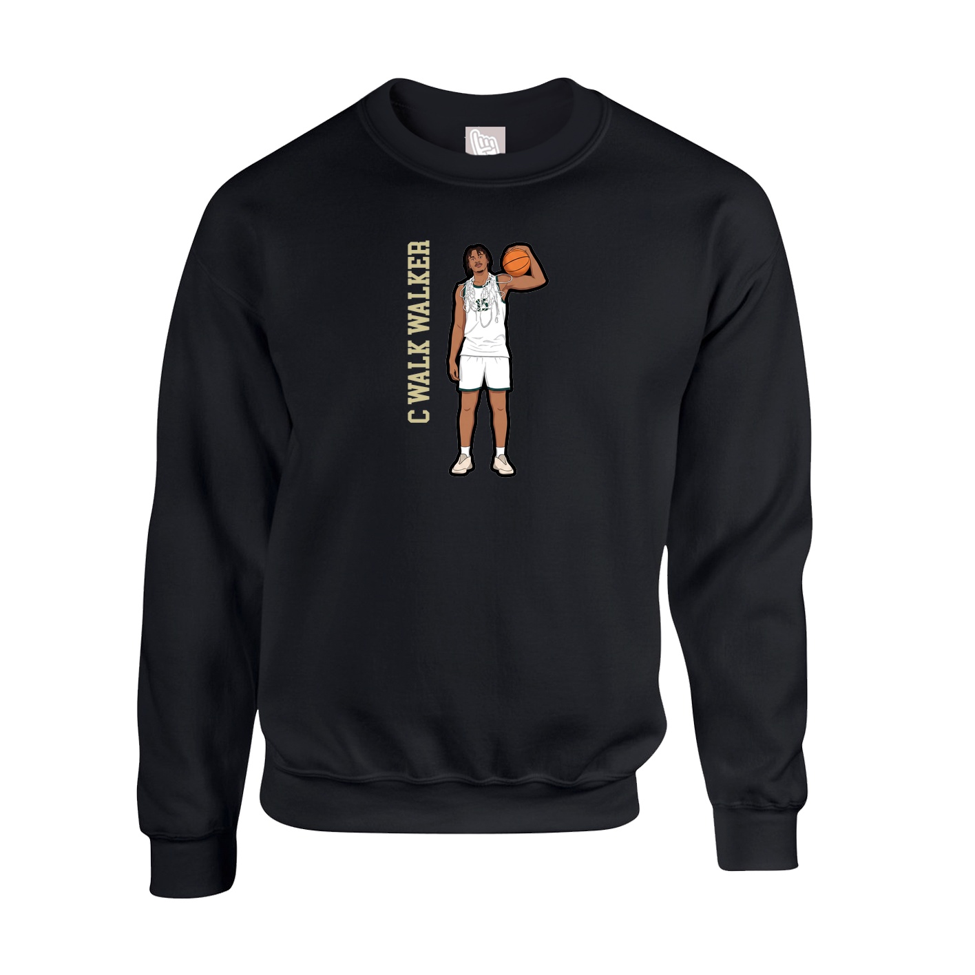 Fleece Crew — Name Vertical in Black
