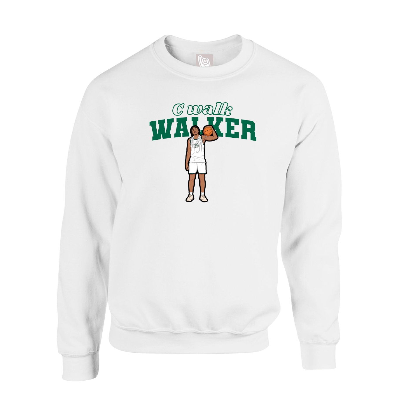 Fleece Crew — Name Arch in White