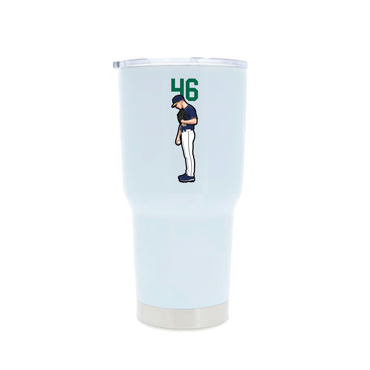 30oz Stainless Steel Tumbler — Number Top in White