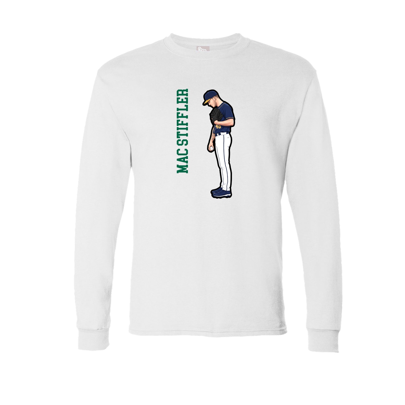 Long Sleeve Tee — Name Vertical in White