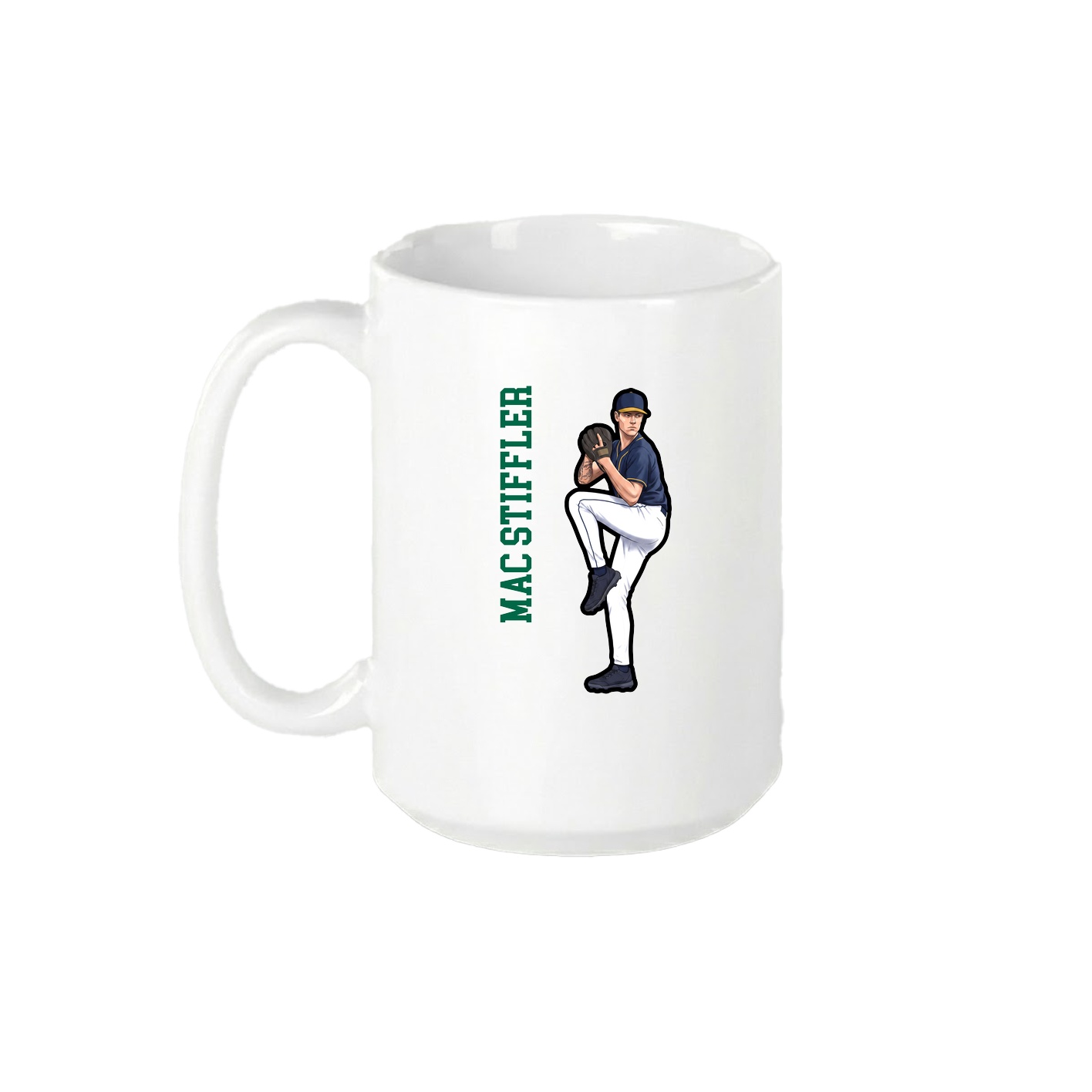 15oz Coffee Mug — Name Vertical in White