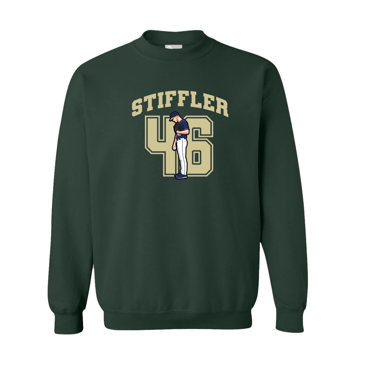 Fleece Crew — Number in Green