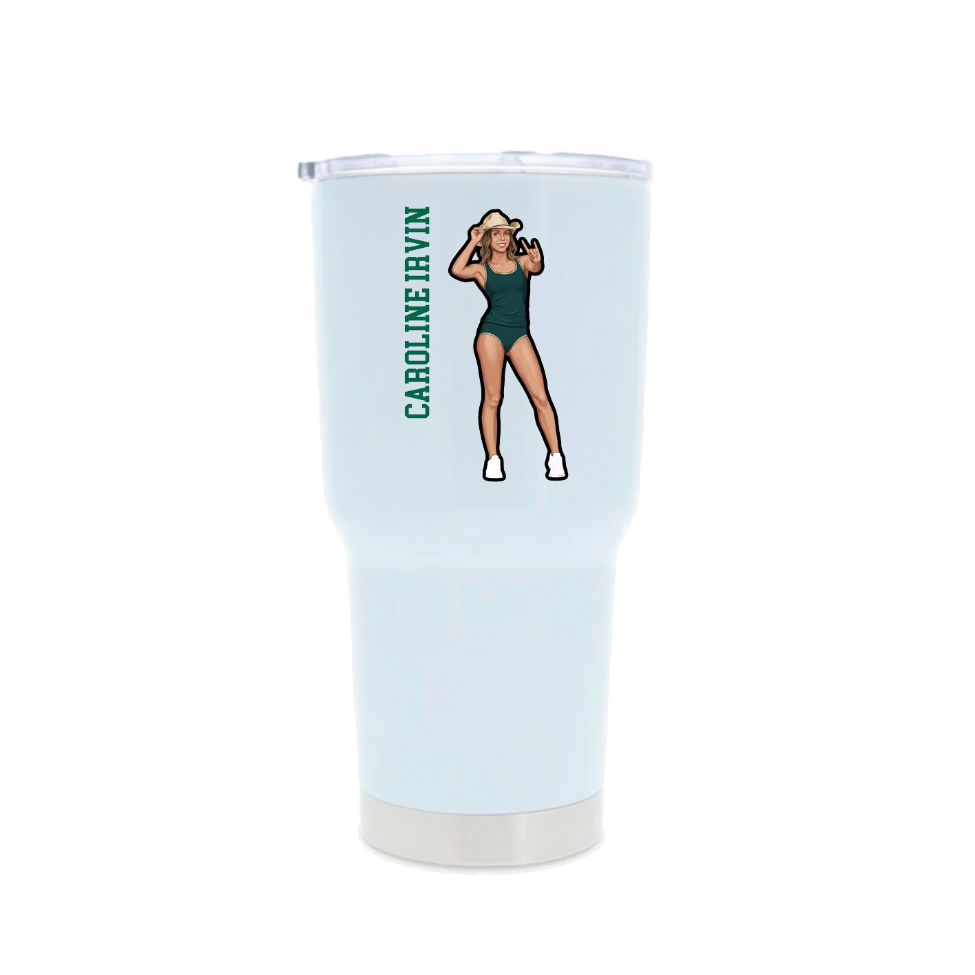 30oz Stainless Steel Tumbler — Name Vertical in White