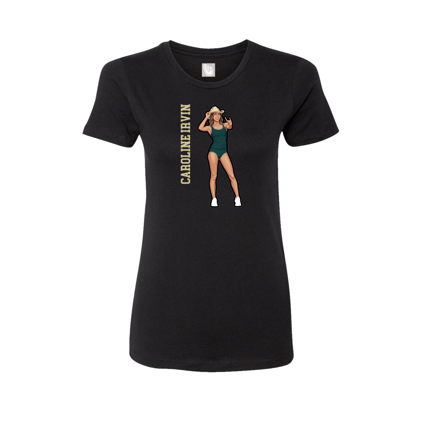 Fitted Women's Tee — Name Vertical in Black