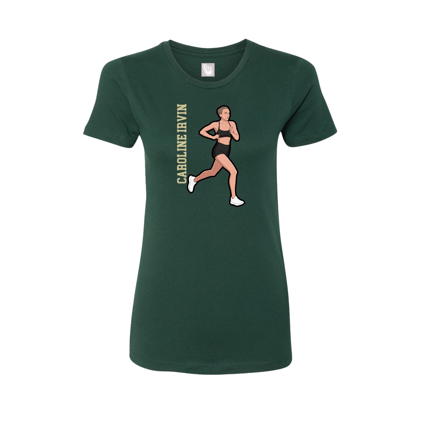 Fitted Women's Tee — Name Vertical in Green