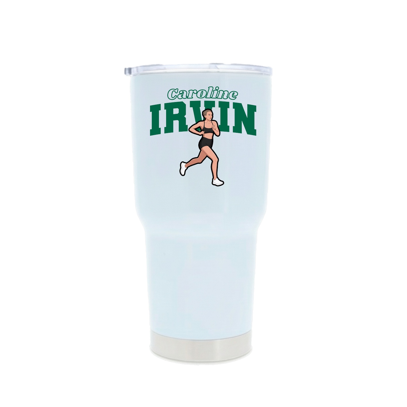 30oz Stainless Steel Tumbler — Name Arch in White