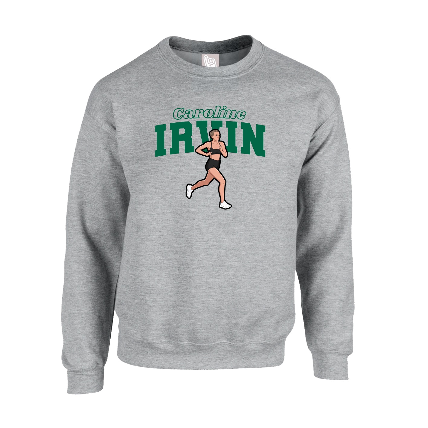 Fleece Crew — Name Arch in Grey
