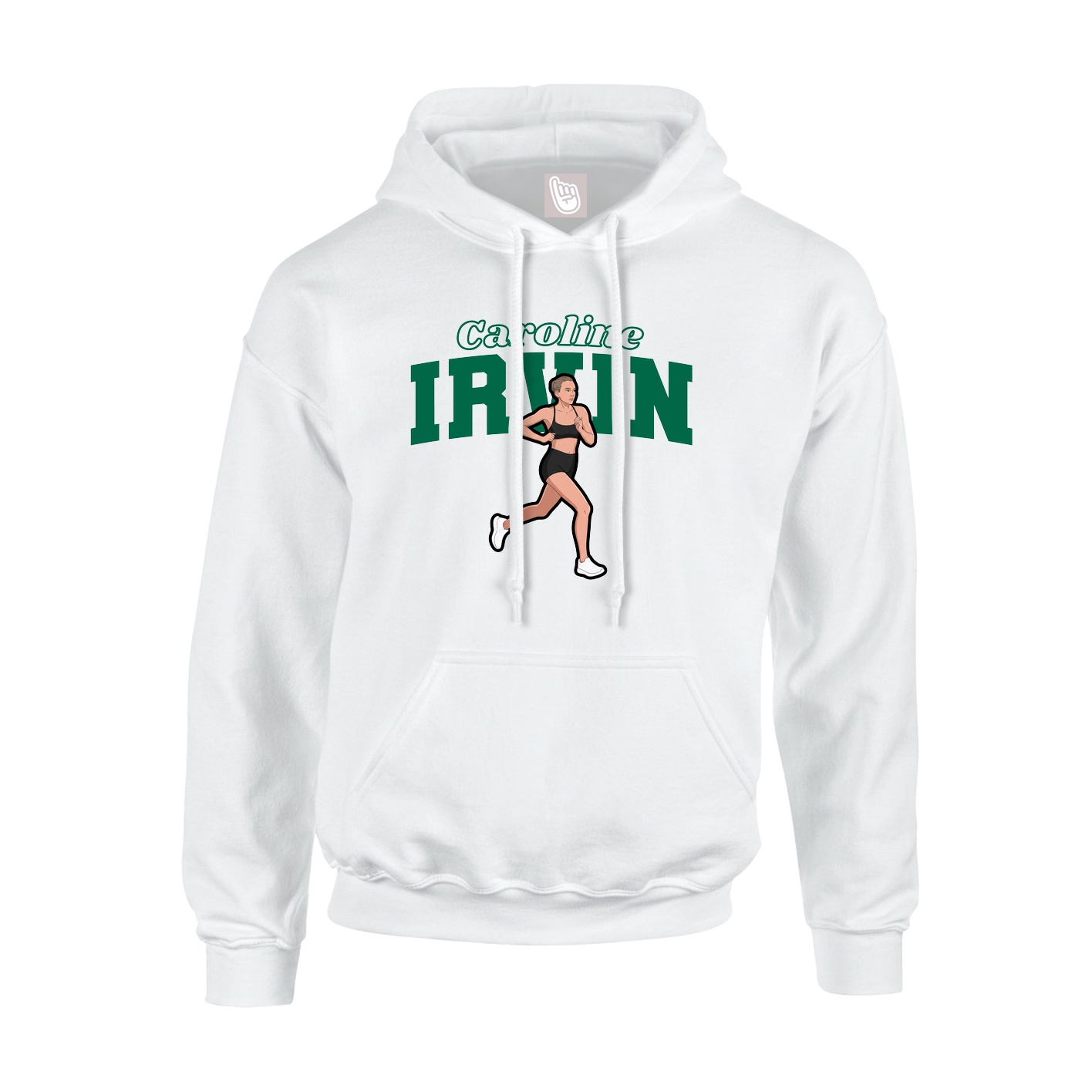 Youth Hoodie — Name Arch in White