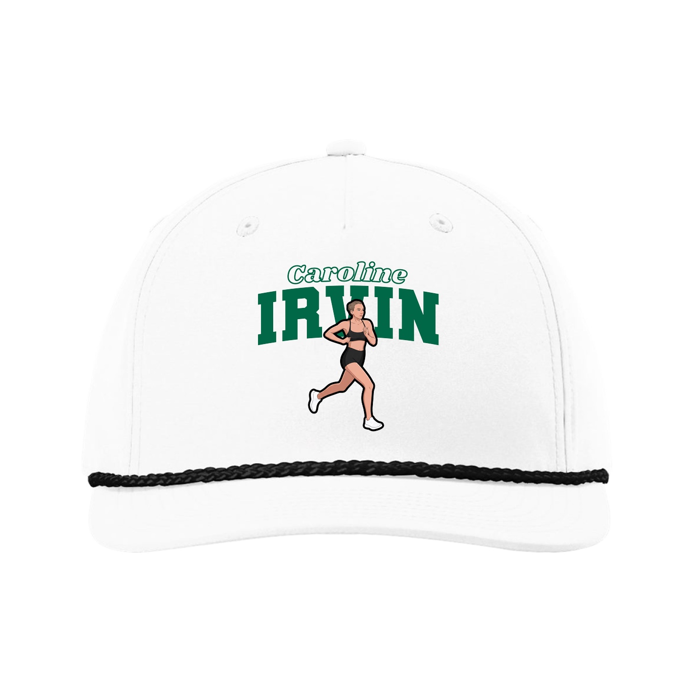 Five-Panel Classic Rope Cap — Name Arch in White